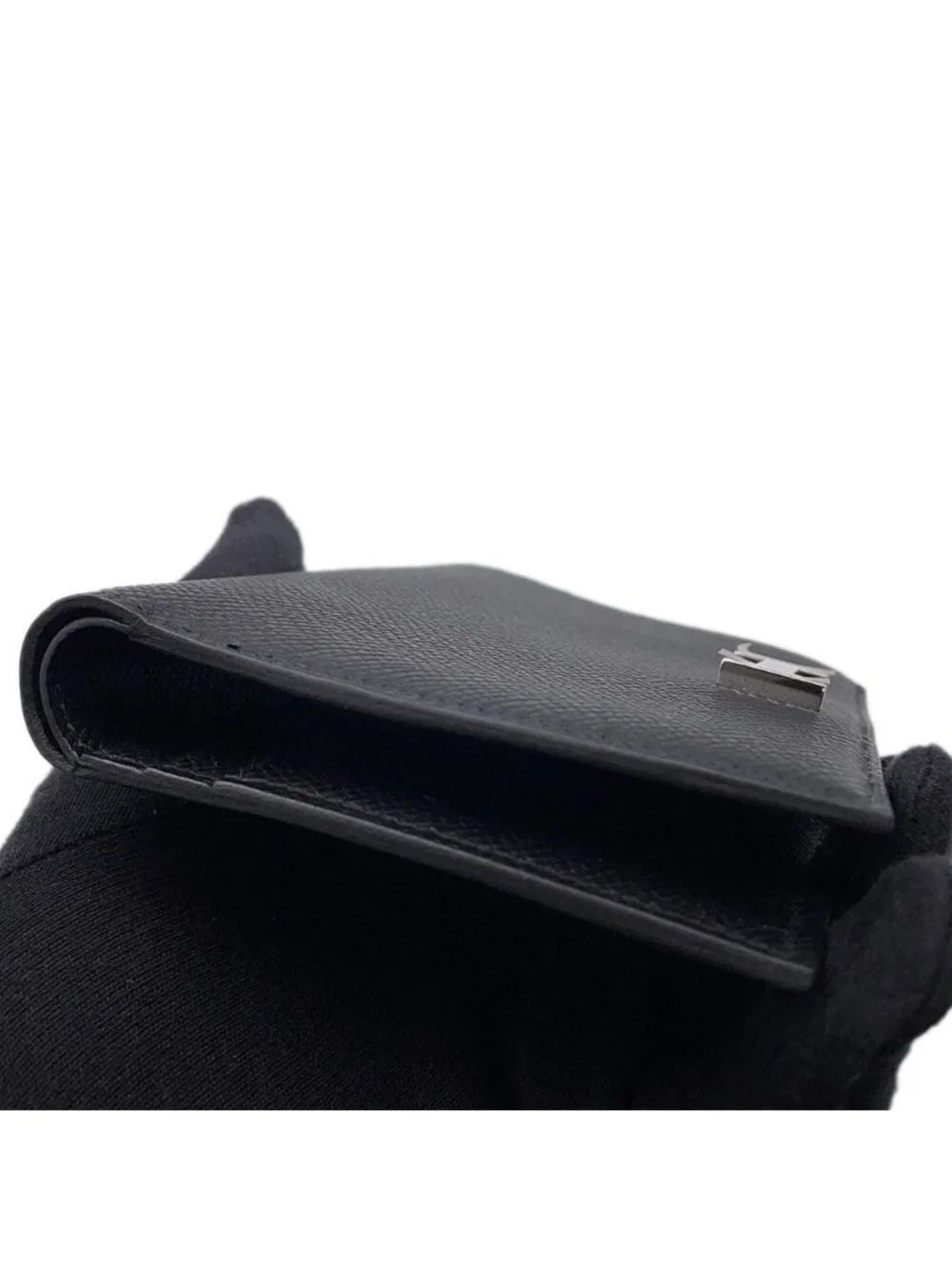 Hermes Bifold Wallet Bearn Compact Black Silver Epsom